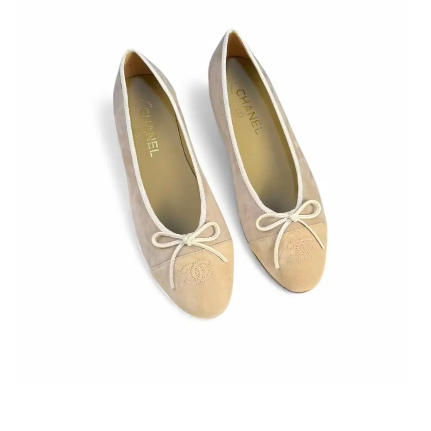 Chanel Ballet Flats Suede Cream Chanel Ballet Flats Suede Cream