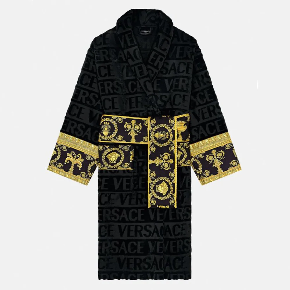 Versace I Baroque Bathrobe for Women in Black