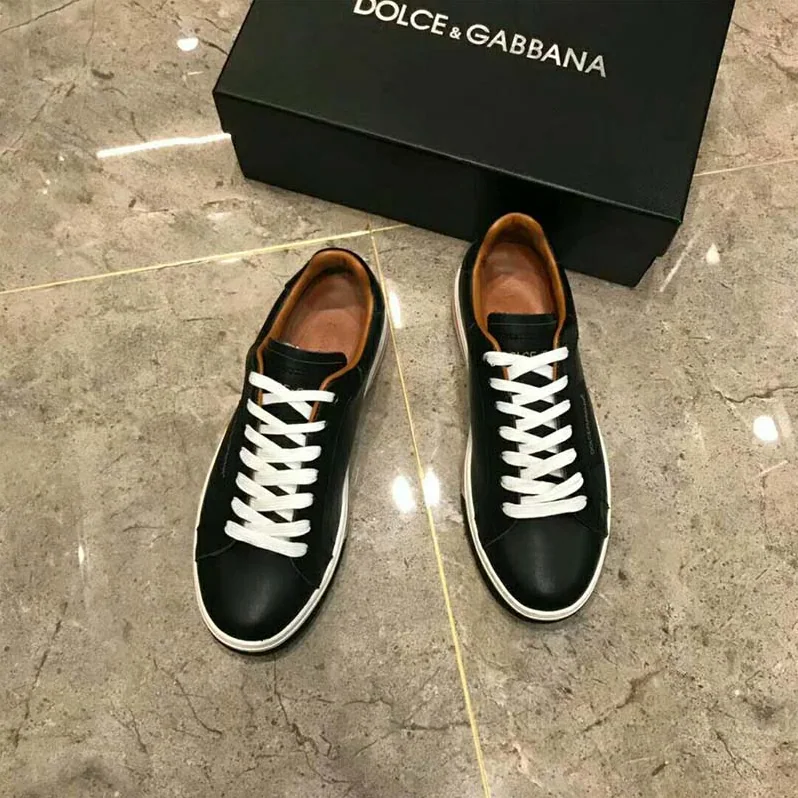 Dolce Gabbana D&G Shoes Roma Sneakers in Nappa Calfskin for Men in Black