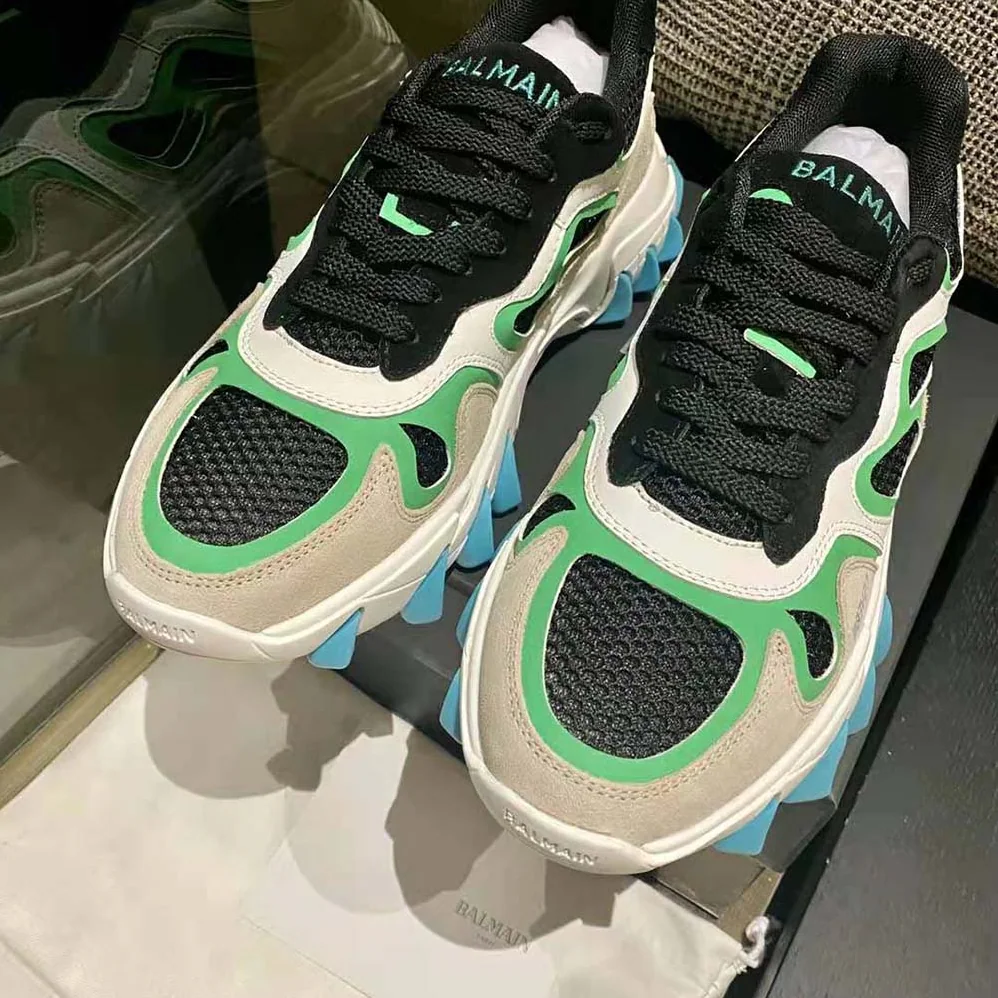 Balmain B-East Trainer in Leather Suede and Mesh for Unisex in Aqua