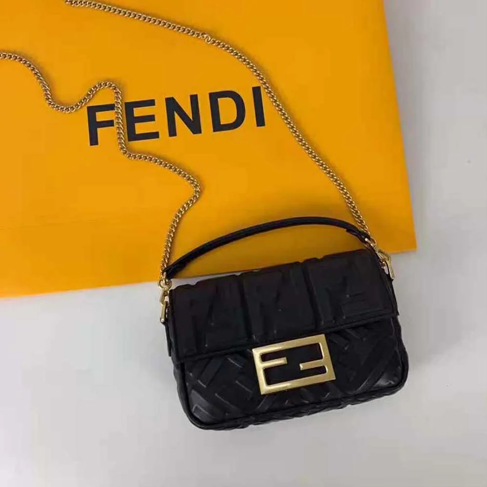 Fendi Baguette Black Leather Bag for Women