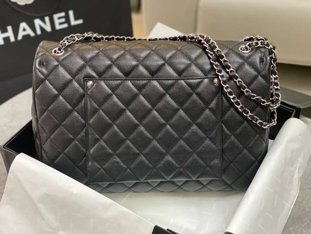 Chanel Classic Maxi Jumbo XL Crossbody Bag in Black Silver Hardware