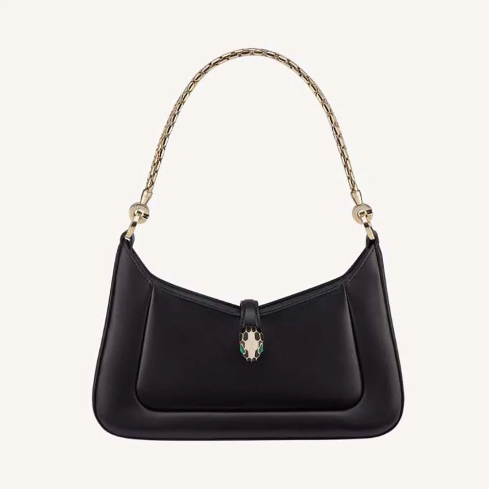 Bvlgari Serpenti Baia Small Shoulder Bag in Calf Leather for Women in Black Bvlgari Serpenti Baia Small Shoulder Bag in Calf Leather for Women in Black