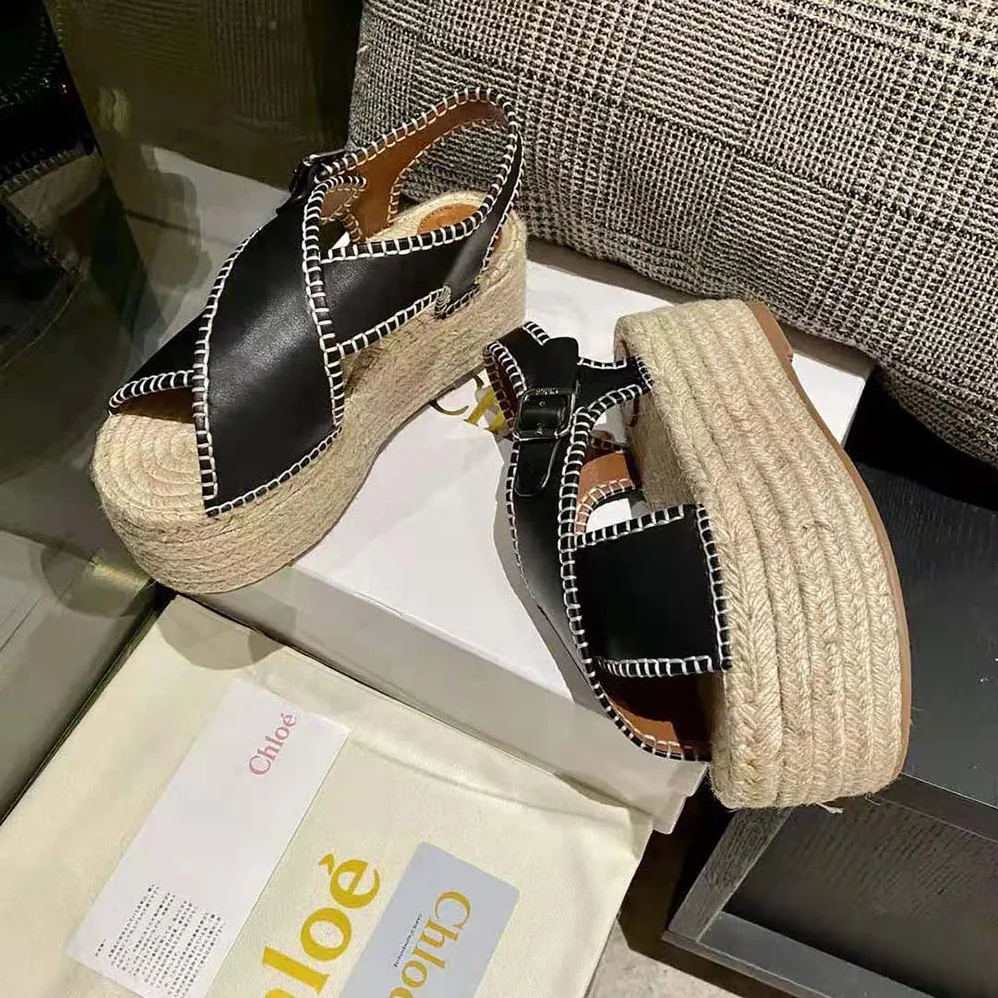 Chloe Lucinda Platform Espadrille in 6cm Heel Height for Women in Black Chloe Lucinda Platform Espadrille in 6cm Heel Height for Women in Black