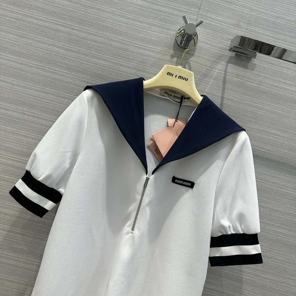 Miu Miu Piqué Top with Jacquard Logo for Women