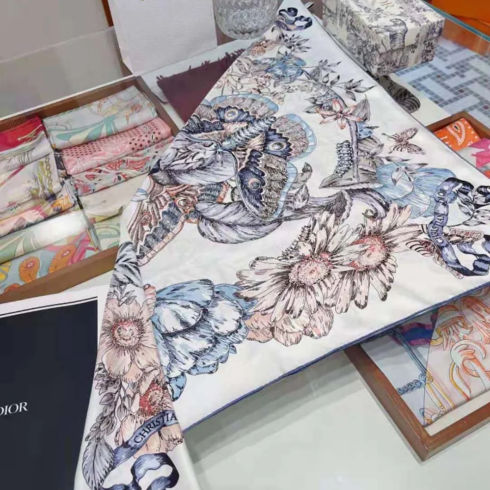 Hermes Sous L Egide De Mars Wash Scarf 90 for Women in Silver Hermes Sous L Egide De Mars Wash Scarf 90 for Women in Silver