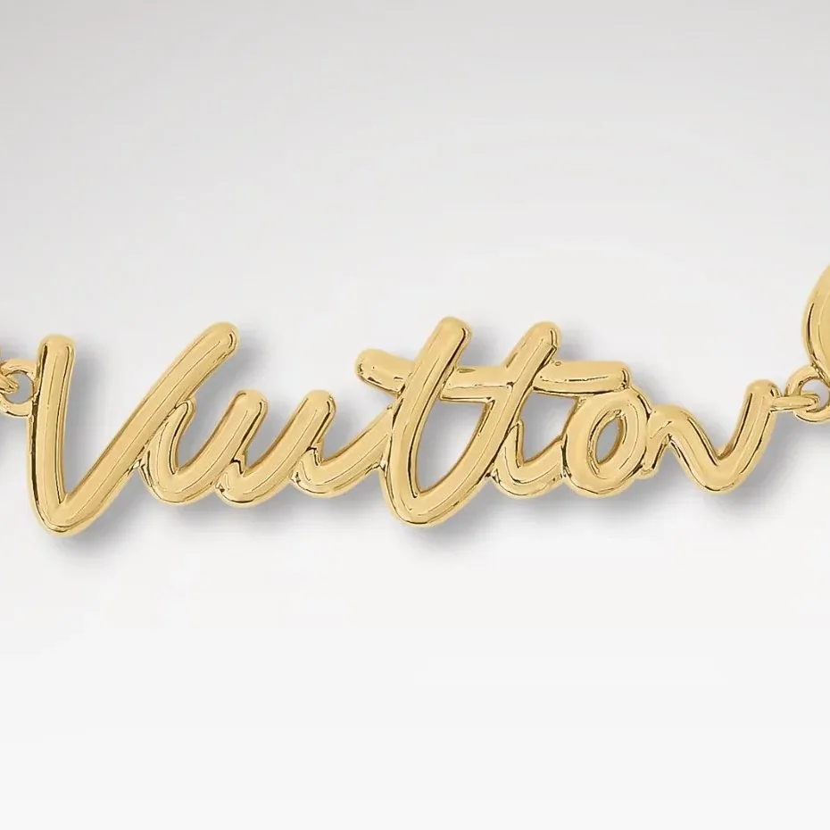 Louis Vuitton LV Script Chain Bag Charm Gold Hardware