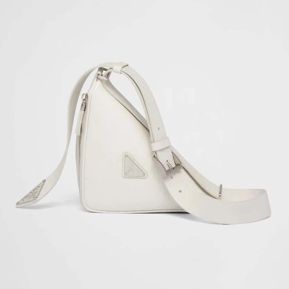 Prada Saffiano Leather Belt Bag for Unisex in White Prada Saffiano Leather Belt Bag for Unisex in White