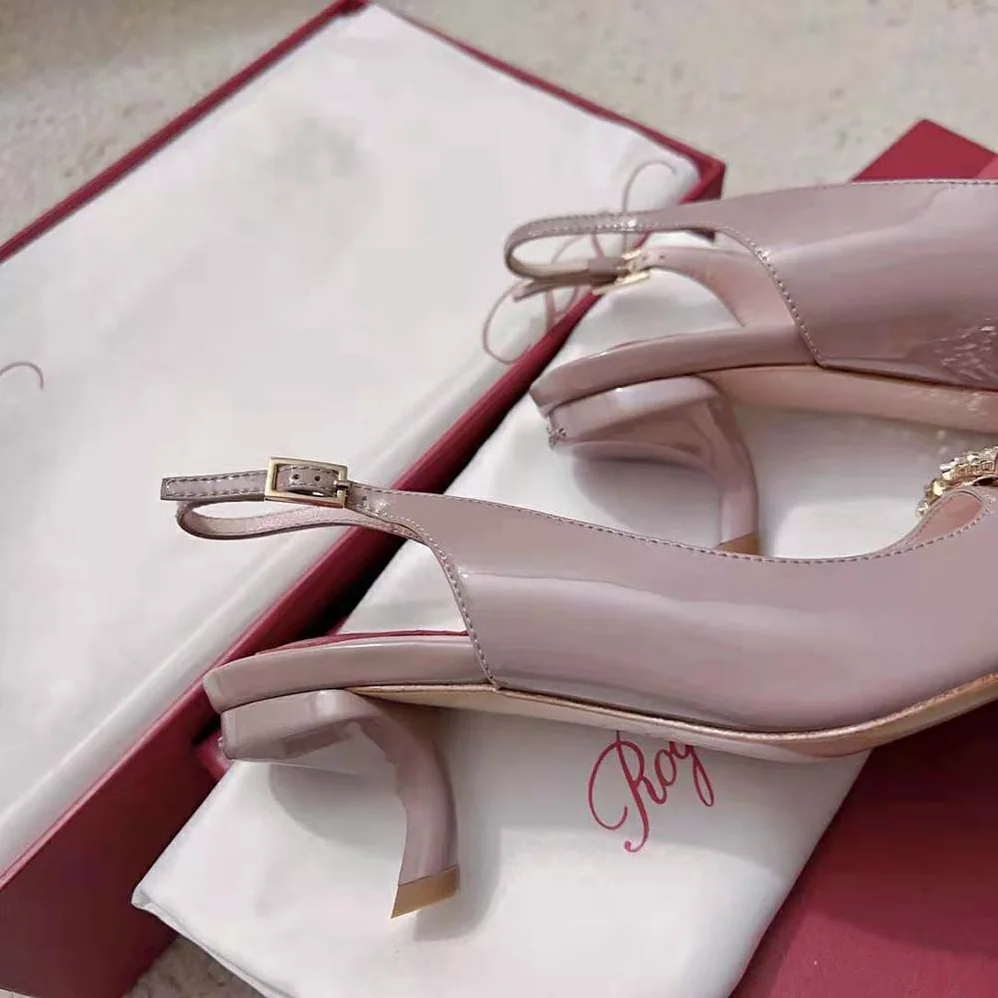 Roger Vivier Virgule Strass Buckle Slingback Pumps in Patent Leather for Women