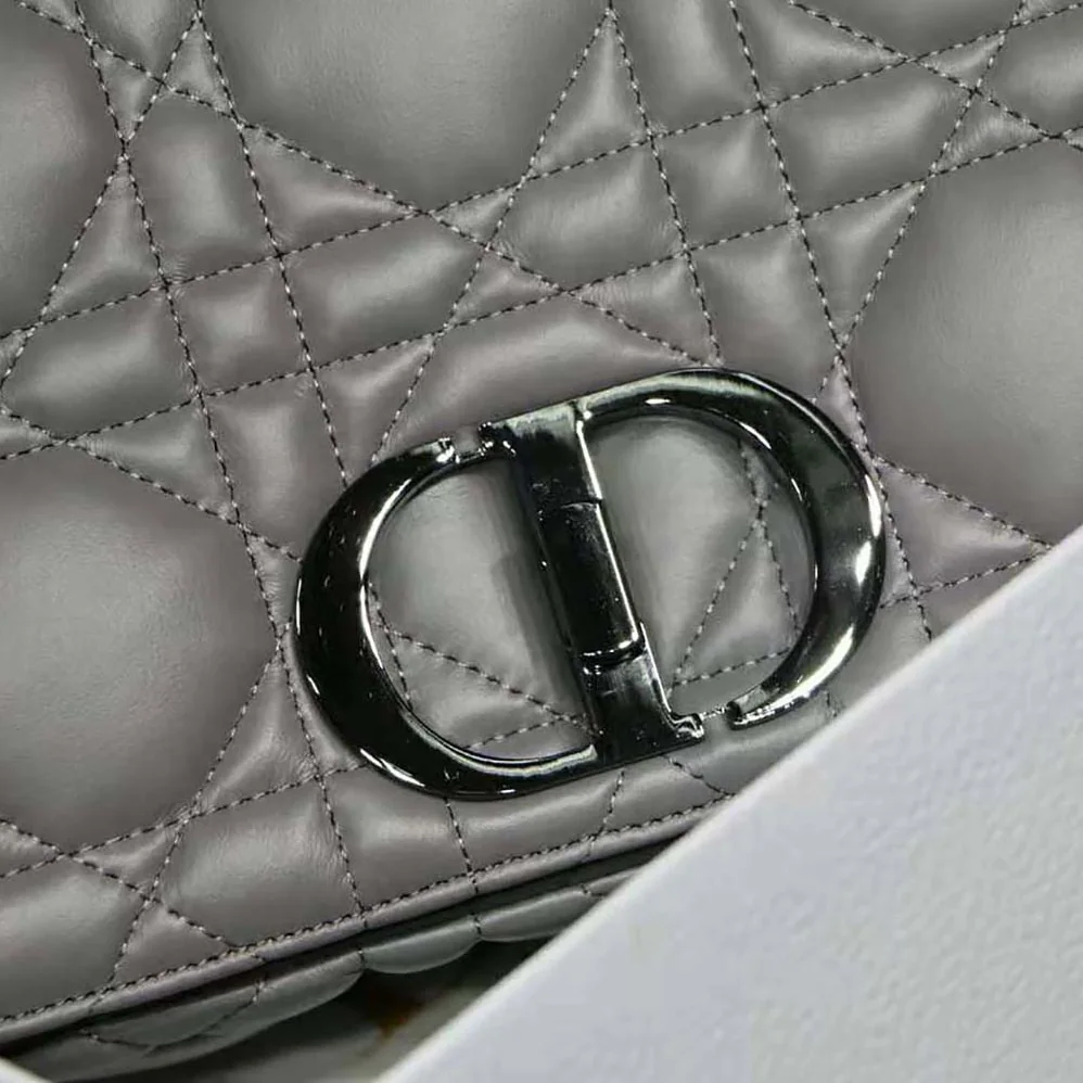 Dior Medium Dior Caro Bag Steel Gray Quilted Macrocannage Calfskin for Women