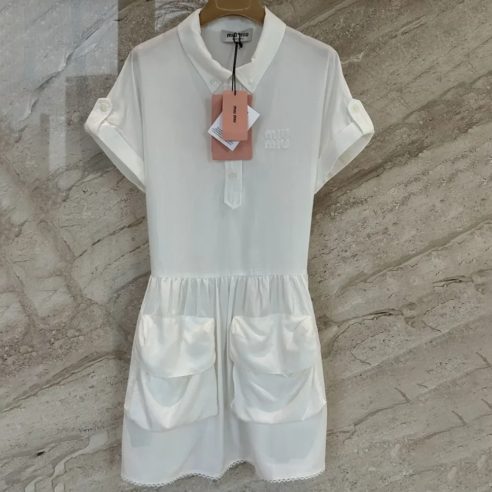 Miu Miu Slubbed Poplin Dress for Women Miu Miu Slubbed Poplin Dress for Women