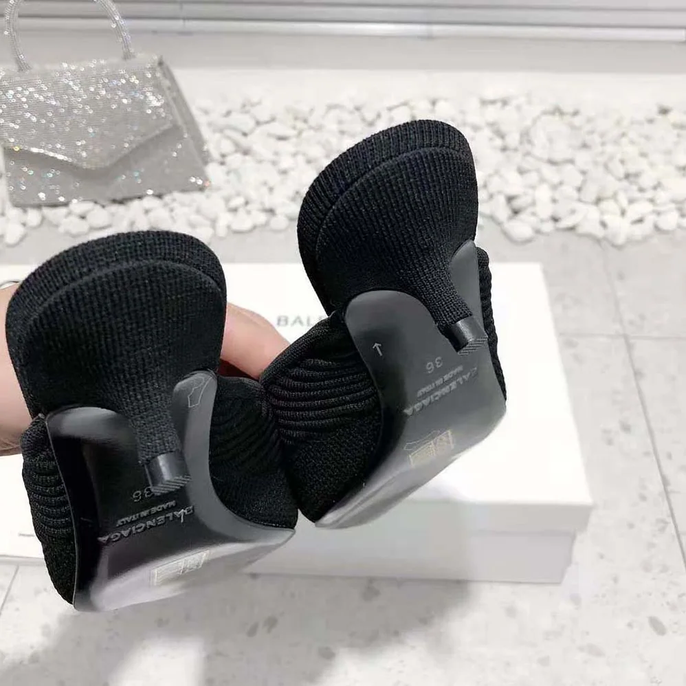 Balenciaga Knife 2 0 40mm Mule in Black and White Textured Recycled Knit for Women