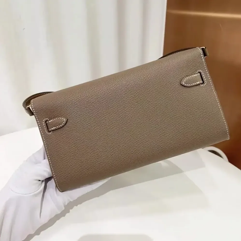 Hermes Kelly To Go in Epsom Leather for Women in Grey/Gold
