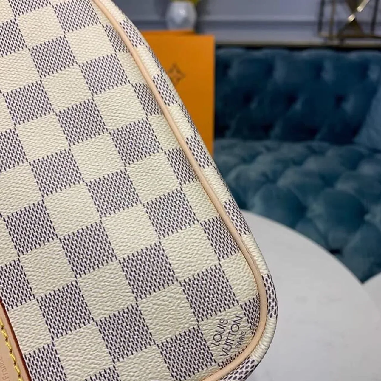 Louis Vuitton Keepall Bandouliere 45 Travel Bag in Damier Azur Gold Hardware Louis Vuitton Keepall Bandouliere 45 Travel Bag in Damier Azur Gold Hardware
