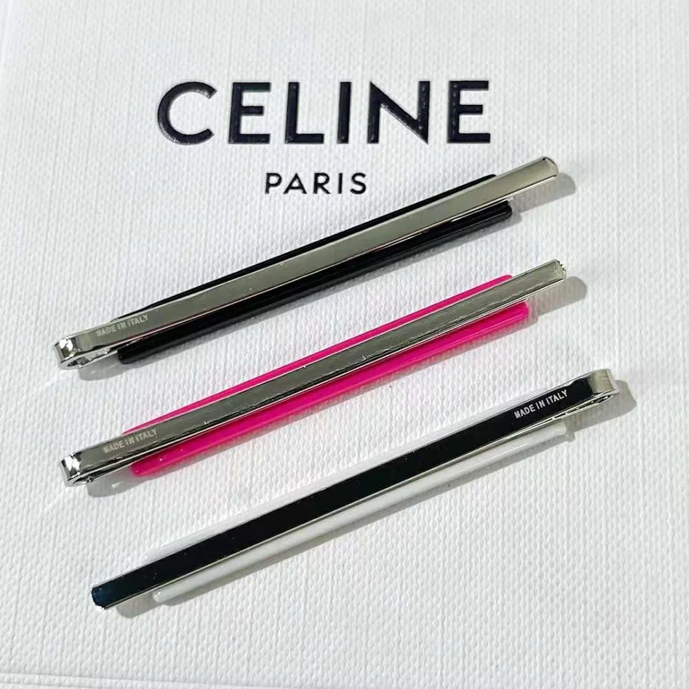 Celine Monochroms Set of 3 Hair Clips in Acetate and Steel for Women Celine Monochroms Set of 3 Hair Clips in Acetate and Steel for Women