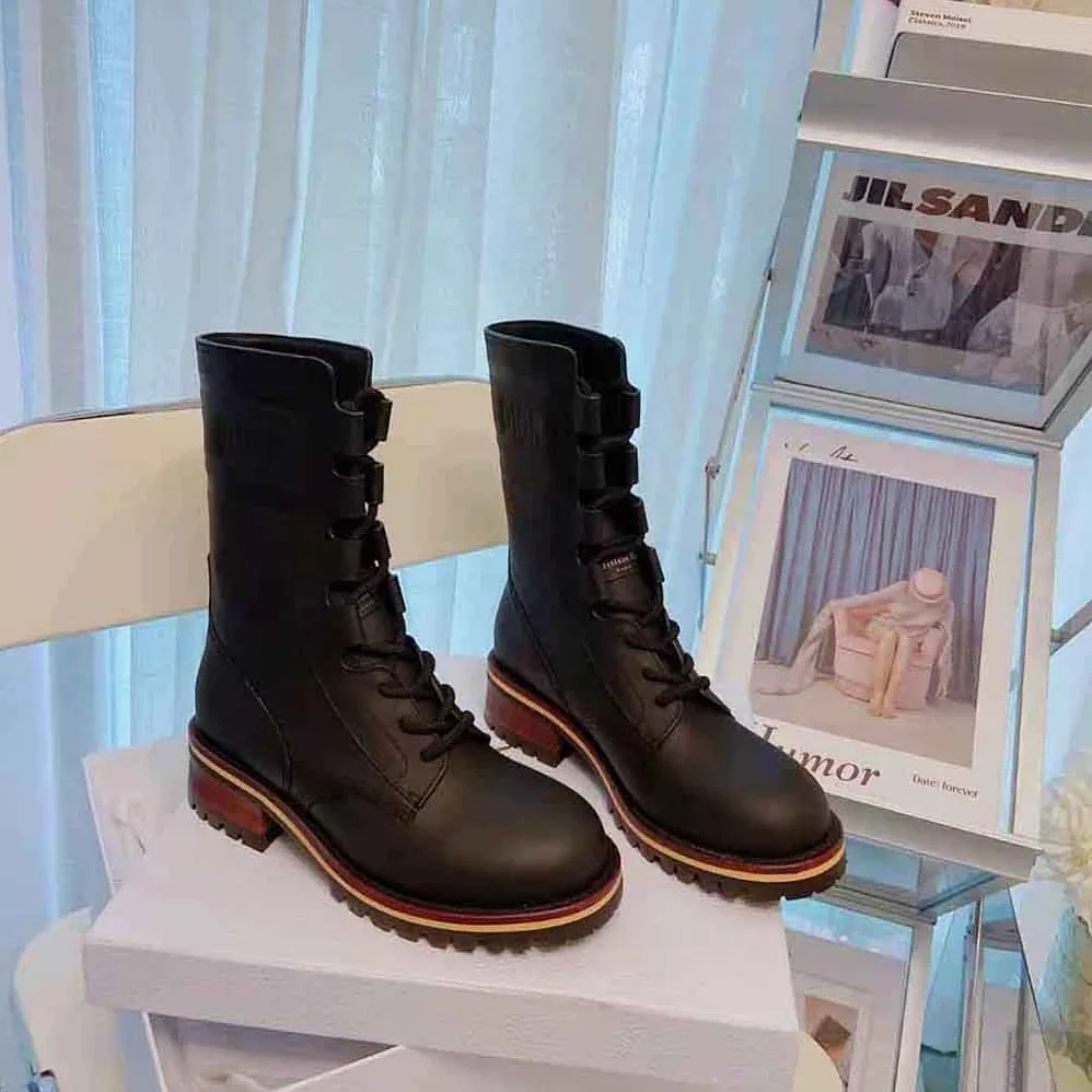 Dior Quest Boot Black Embossed Calfskin for Women