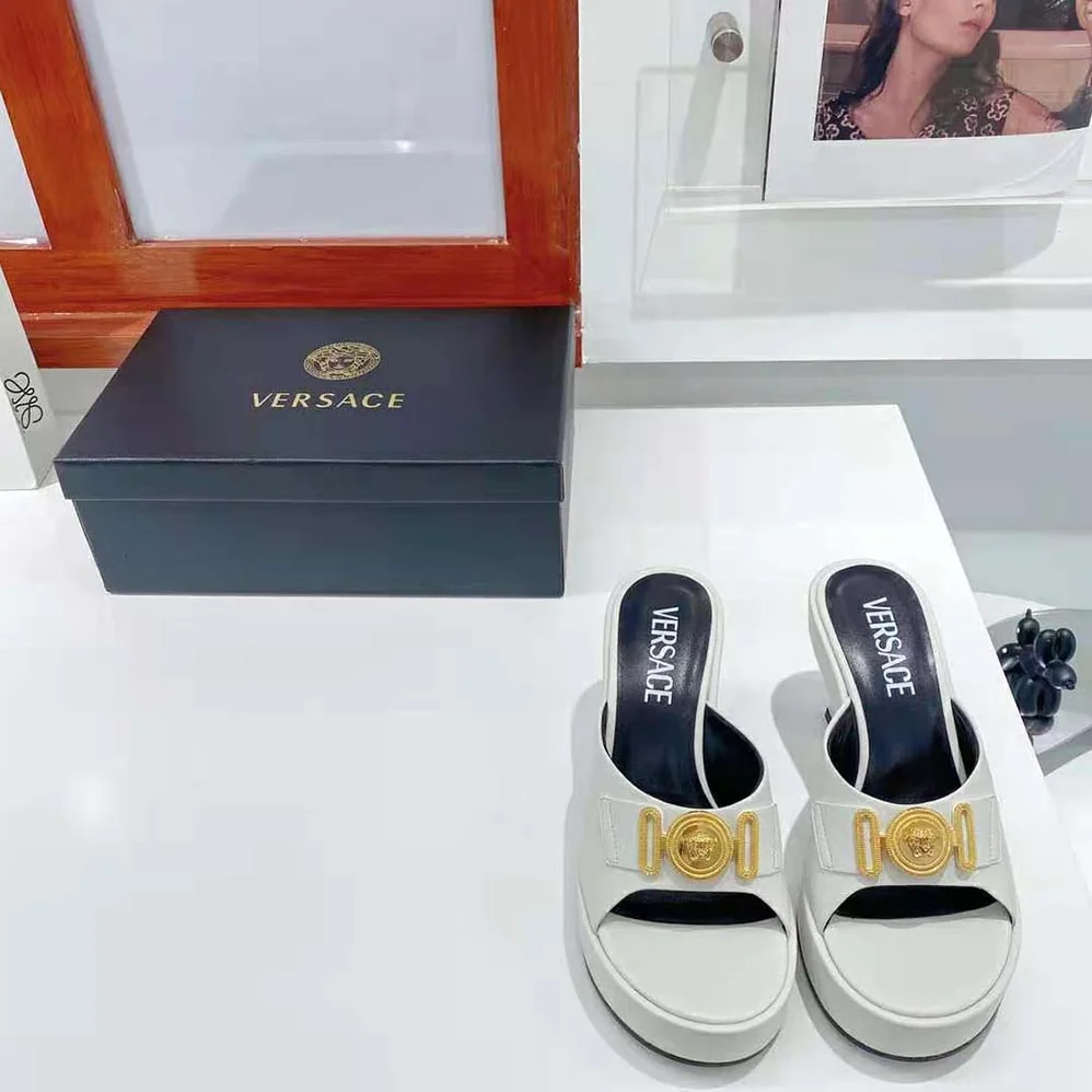 Versace Medusa Biggie Mules for Women in White
