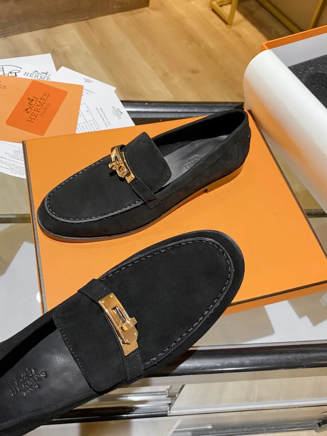 Hermes Destin Loafers Black 9M360
