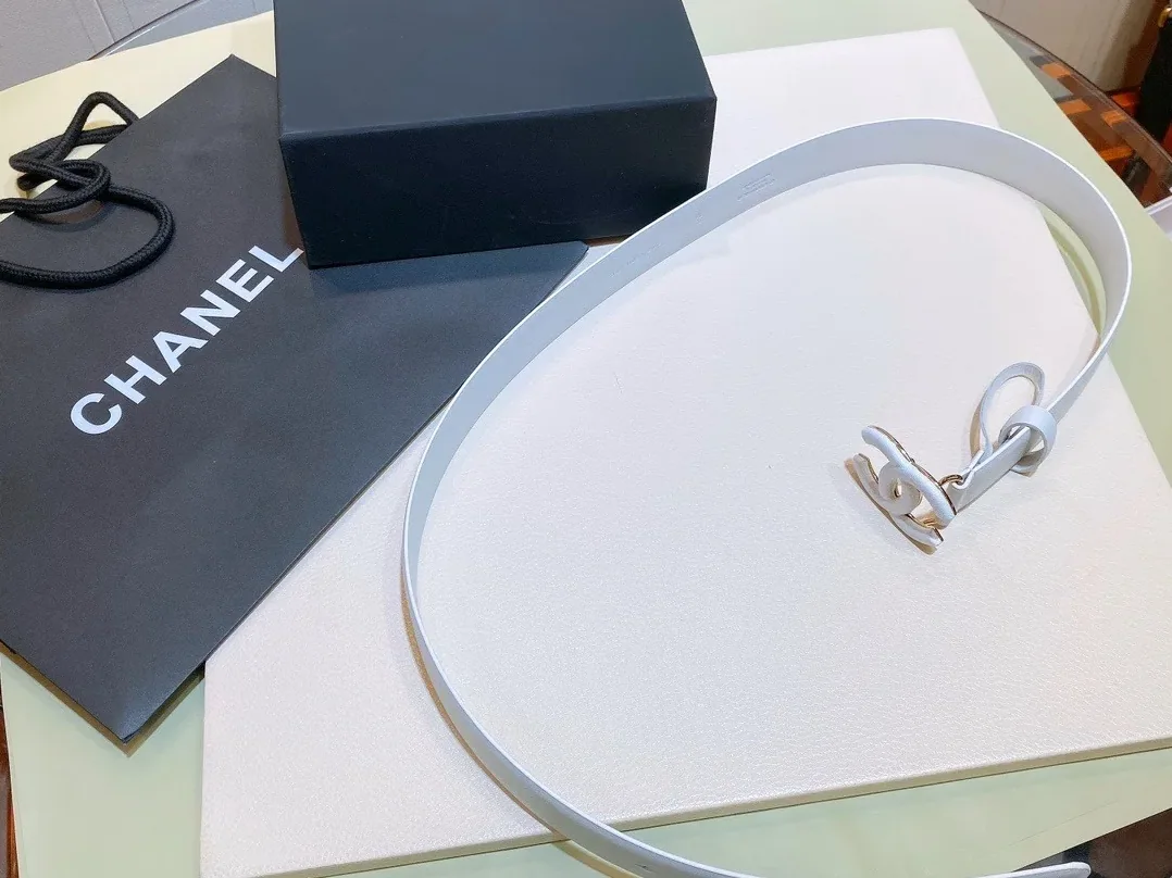 Chanel Belt With Double C Buckle White White in Toned Hardware Women