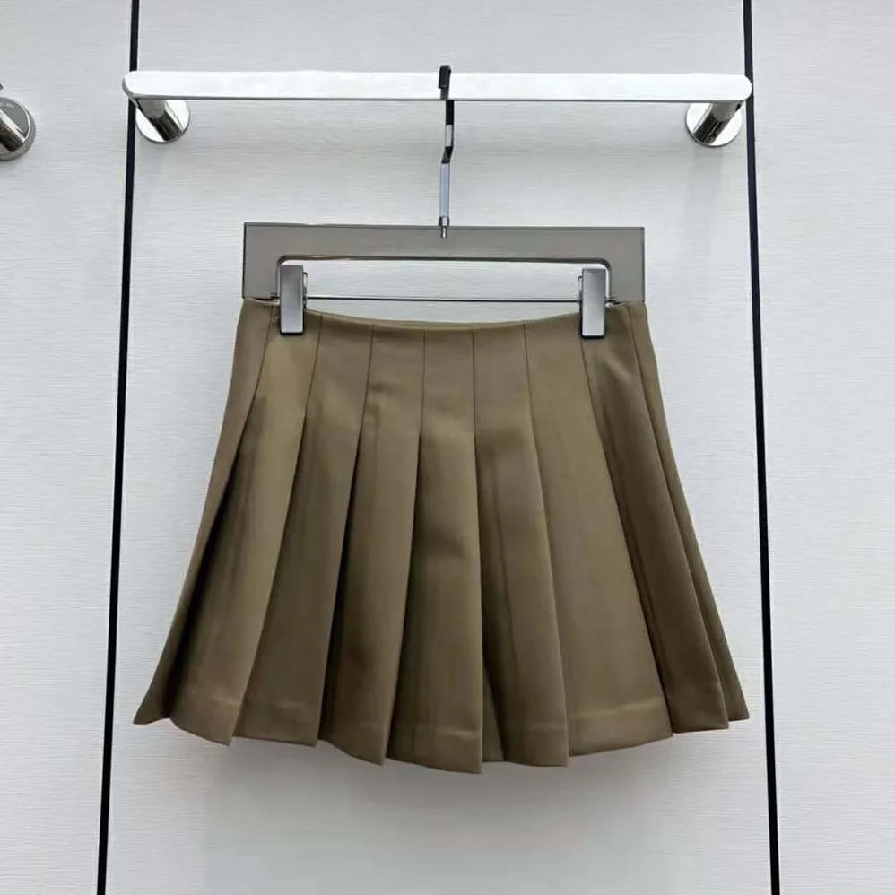 Prada Gabardine Miniskirt with Enameled Metal Triangle Logo for Women