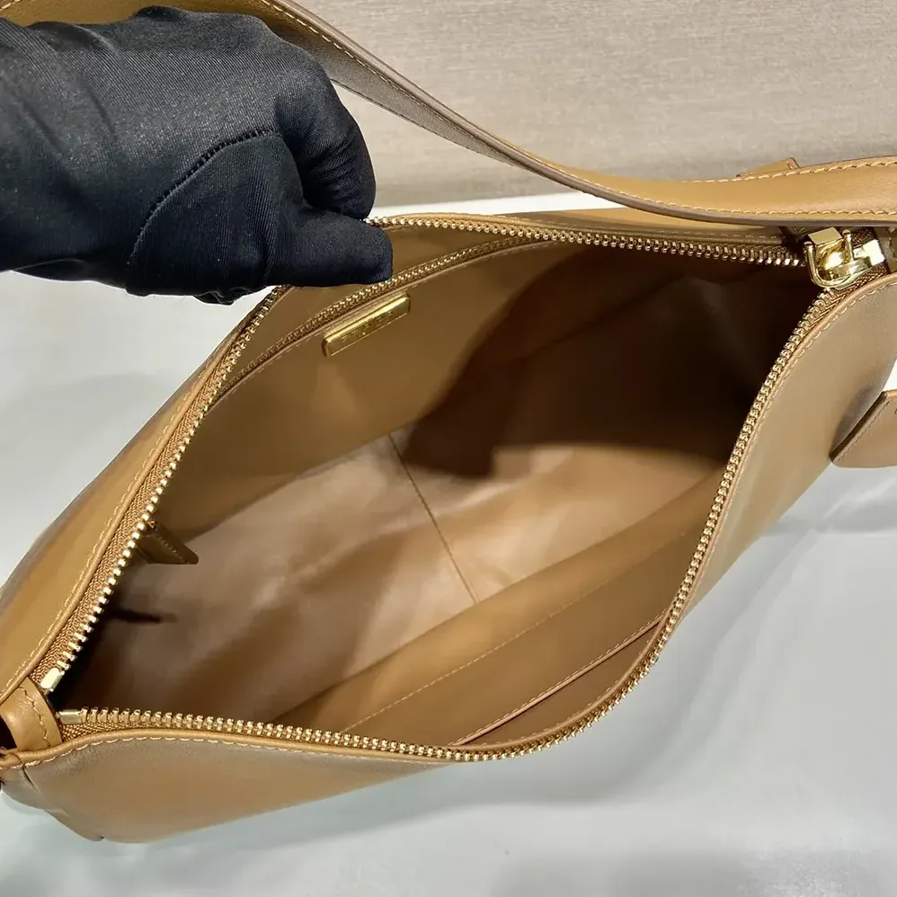 Prada Aimée Large Leather Shoulder Bag for Women in Brown Prada Aimée Large Leather Shoulder Bag for Women in Brown