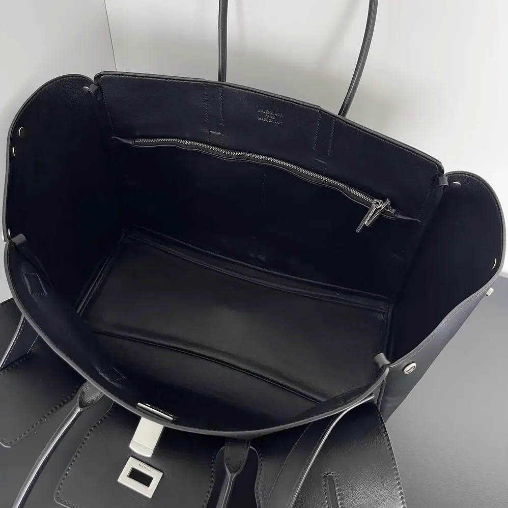 Balenciaga Bel Air Medium Carry All Bag in Black Smooth Calfskin for Women