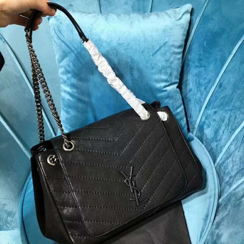 Saint Laurent YSL Medium Nolita Bag Vintage Leather for Women in Black Saint Laurent YSL Medium Nolita Bag Vintage Leather for Women in Black