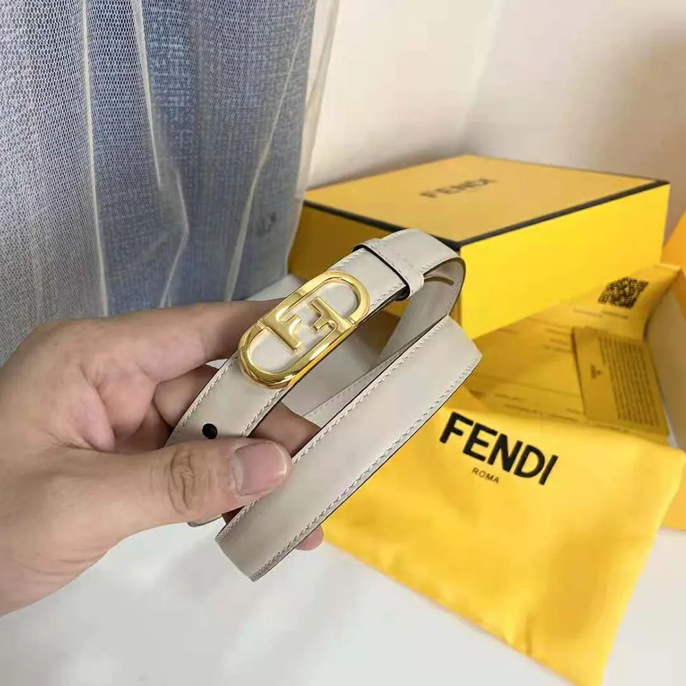 Fendi Narrow Belt with Loop and Fendi O Lock Stud Buckle for Women