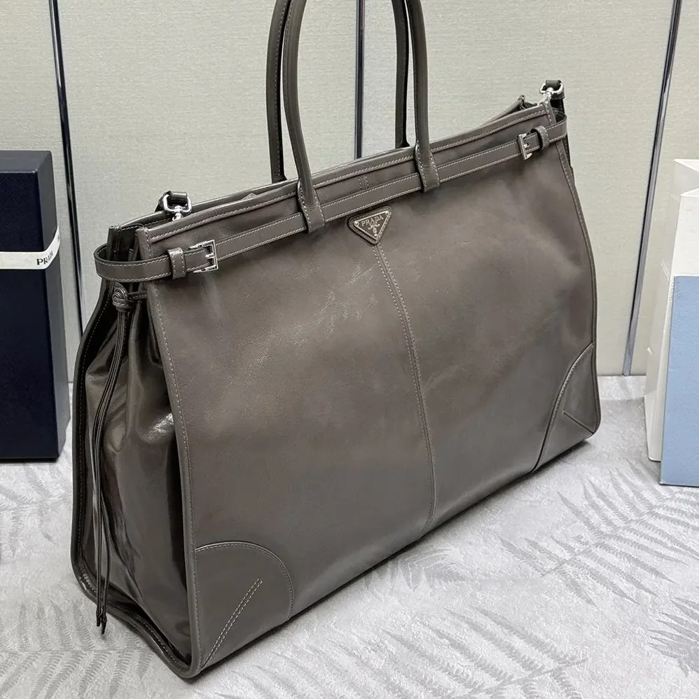 Prada Bonnie Leather Tote Bag for Unisex in Clay