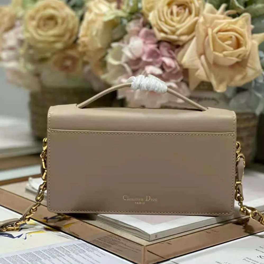 Dior CD Signature Mini Bag Powder Beige Calfskin with Embossed CD Signature for Women
