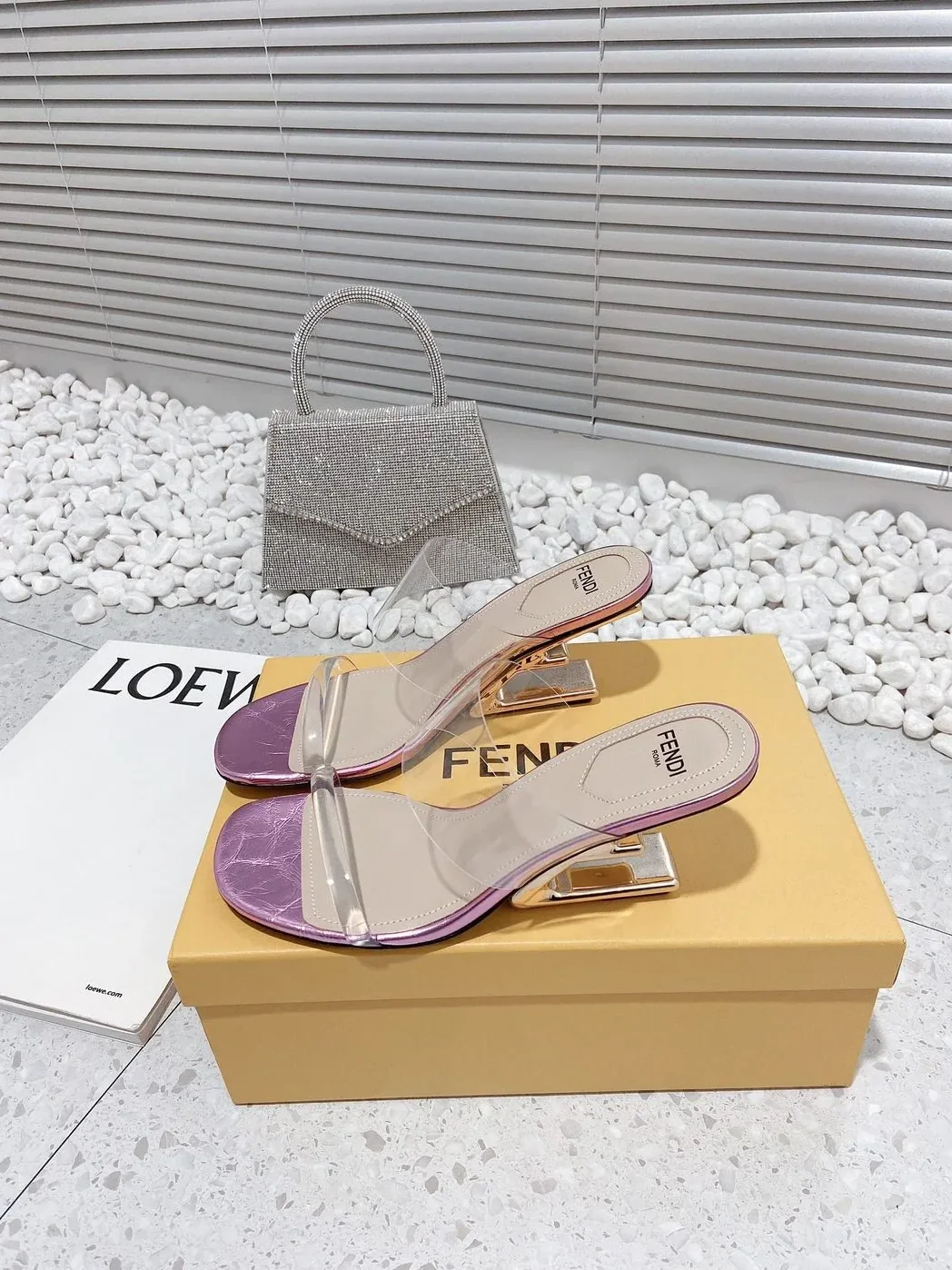 Fendi First Pink Transparent Medium in Heeled Sandals