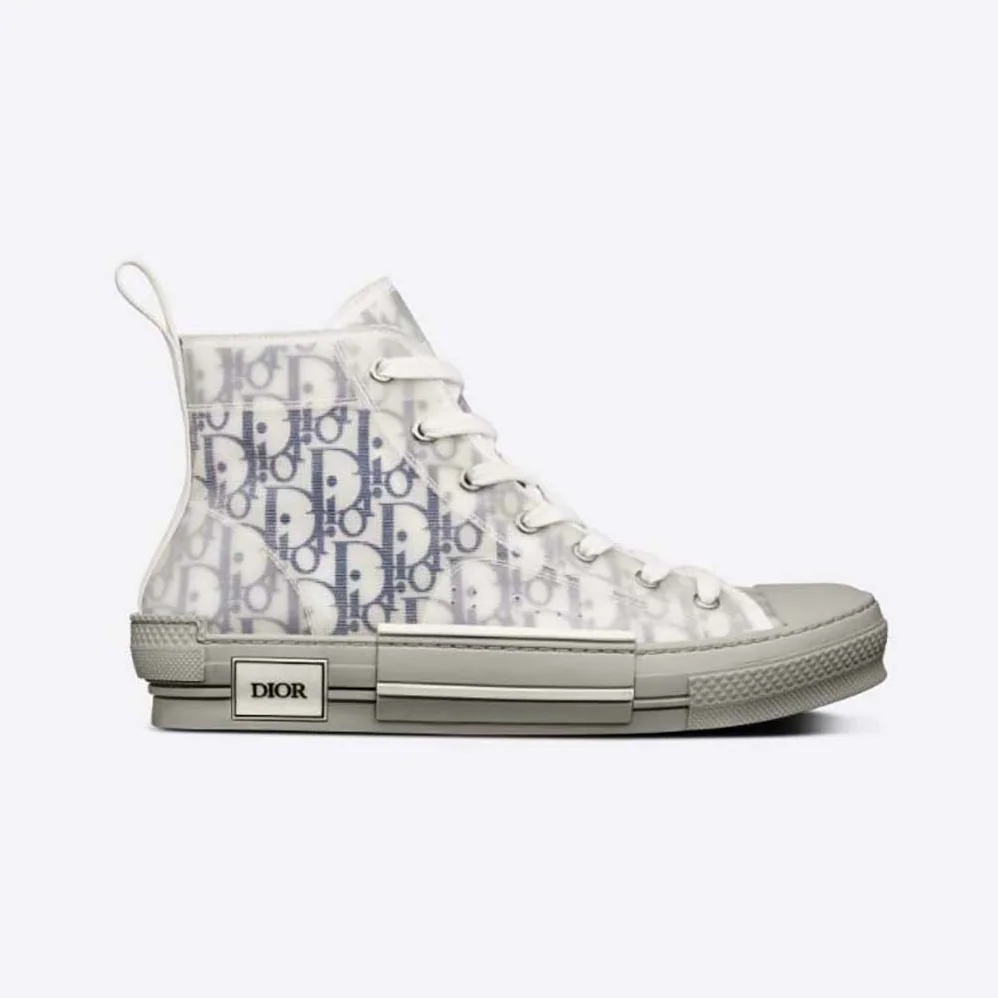 Dior B23 High-Top Sneaker White and Navy Blue Dior Oblique Canvas for Men