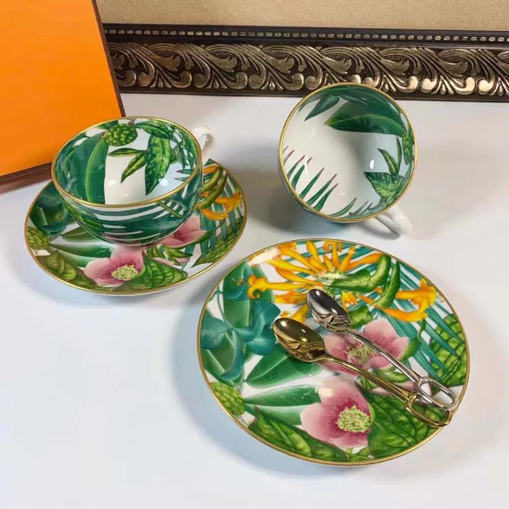 Hermes Passifolia Tea Cup and Saucer for Unisex Hermes Passifolia Tea Cup and Saucer for Unisex