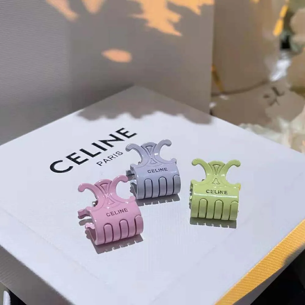 Celine Hair Accessories Set of 3 Color Hair Claws in Varnish Brass and Steel for Women Celine Hair Accessories Set of 3 Color Hair Claws in Varnish Brass and Steel for Women
