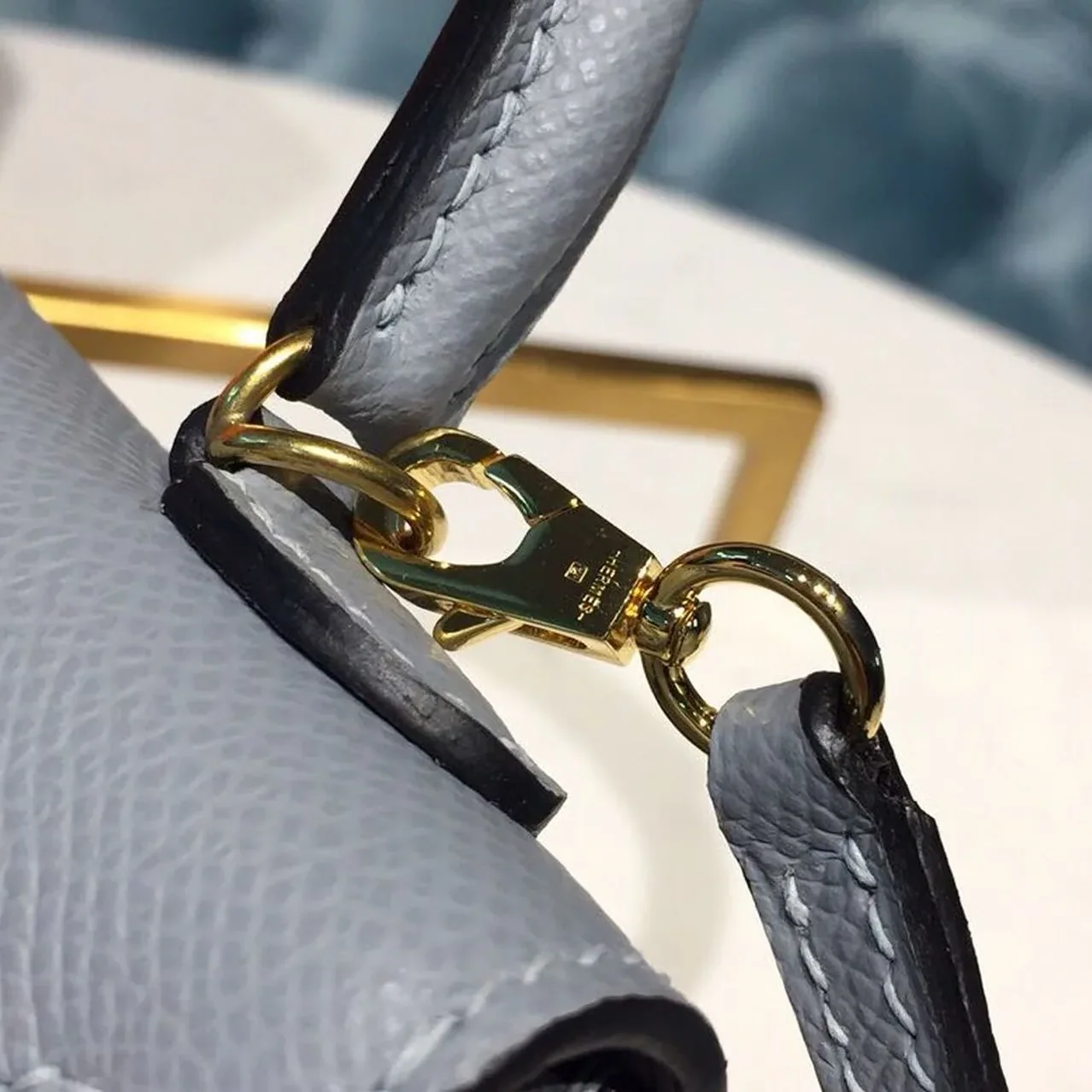 Hermes Kelly Mini Top Handle Bag in Bleu Glacier Gold Hardware