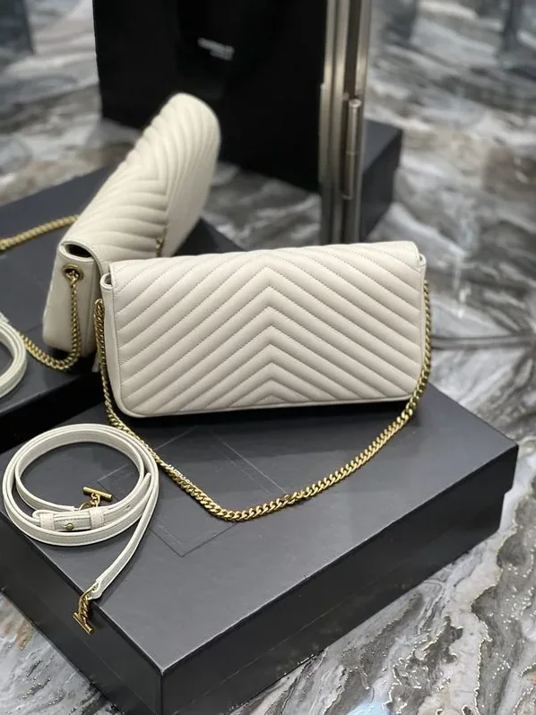 Saint Laurent Kata 99 Chain Bag White With Gold Hardware in YSL Saint Laurent Kata 99 Chain Bag White With Gold Hardware in YSL