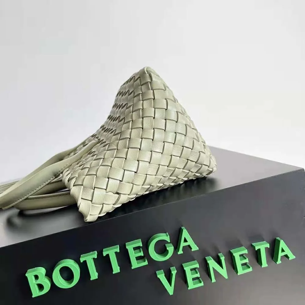 Bottega Veneta Mini Cabat Intreccio Leather Tote Bag with Detachable Strap for Women in Dark Green