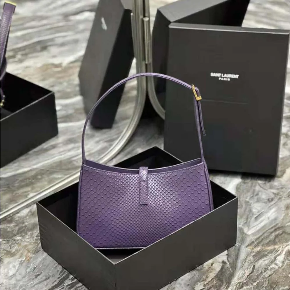 Saint Laurent YSL Le 5 A 7 Hobo Bag in Python for Women in Purple