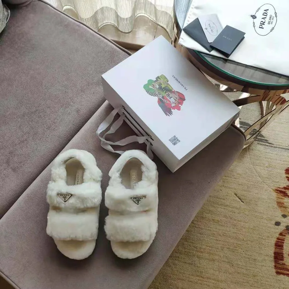 Prada Movement and Comfort Come Together Shearling Sandals for Women