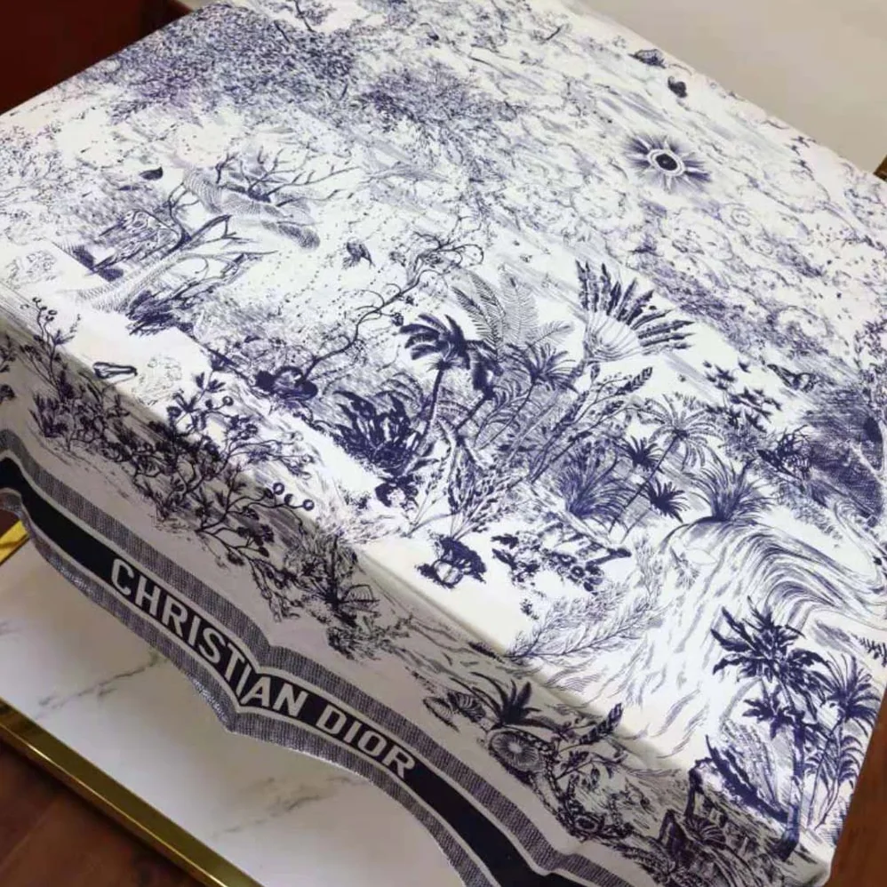 Dior Toile De Jouy Quatre Saisons Square Scarf Blue Silk Twill for Women Dior Toile De Jouy Quatre Saisons Square Scarf Blue Silk Twill for Women