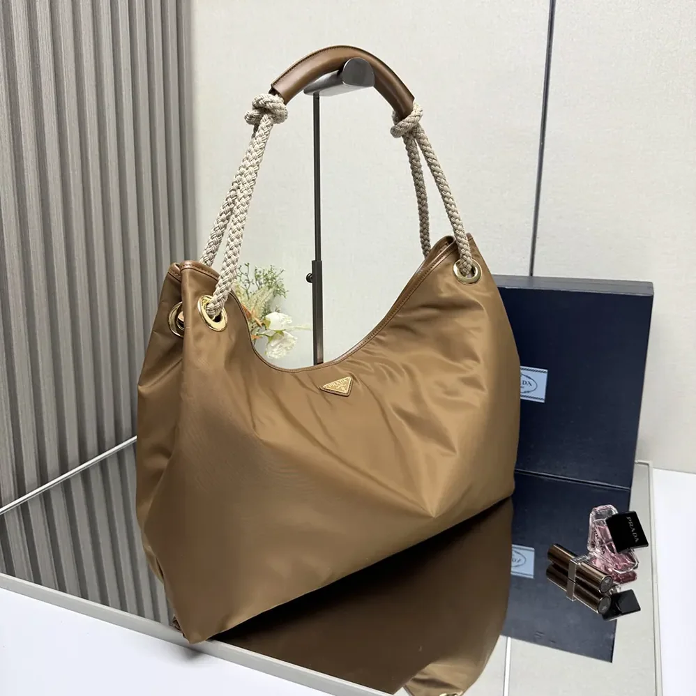 Prada Mariner Large Re-Nylon Shoulder Bag for Women in Brown