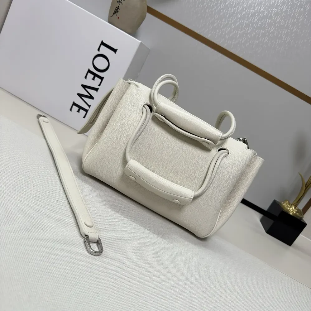 Loewe Small Madrid Bag in Supple Grained Calfskin for Women in White Loewe Small Madrid Bag in Supple Grained Calfskin for Women in White
