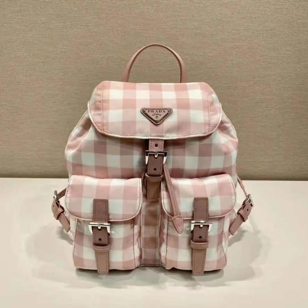 Prada Small Printed Re-Nylon Backpack for Women in Pink