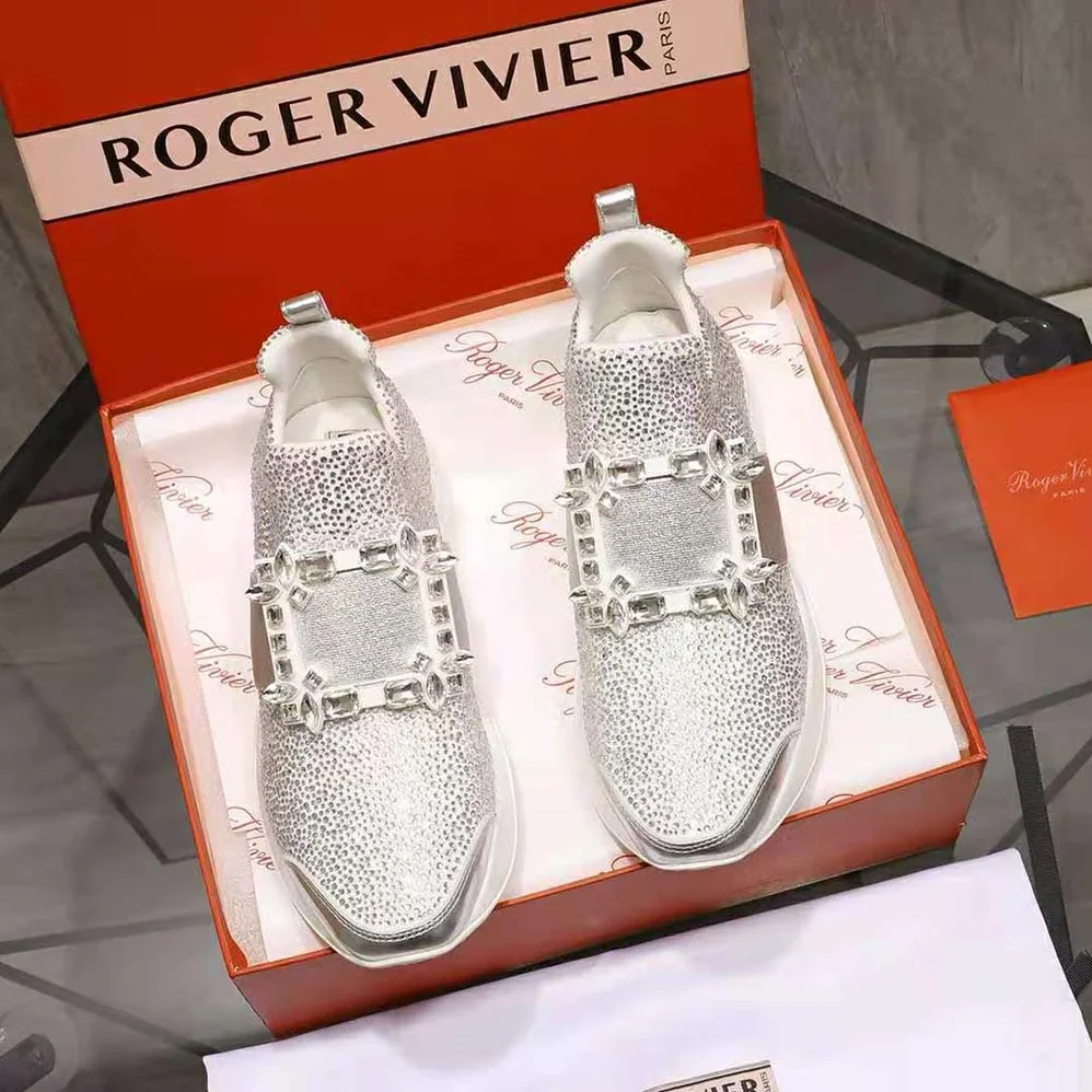 Roger Vivier Viv' Run Bling Strass Buckle Sneakers in Technical Fabrics for Women