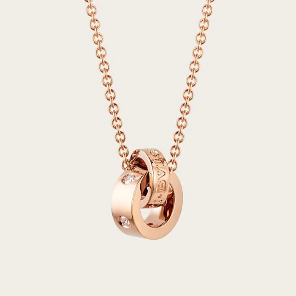 Bvlgari Necklace with 18 KT Rose Gold Chain for Women Bvlgari Necklace with 18 KT Rose Gold Chain for Women