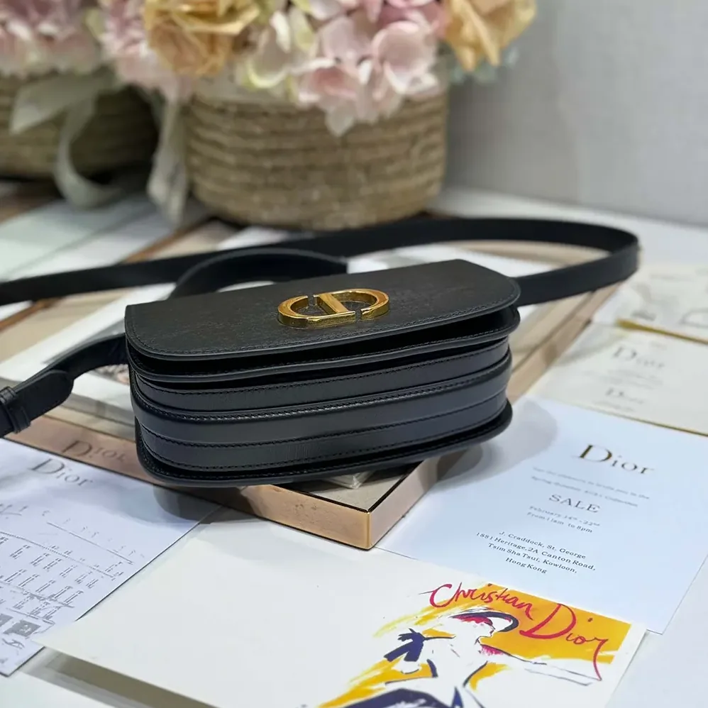 Dior Small 30 Montaigne Avenue Top Handle Bag Black Ribbed Calfskin for Women Dior Small 30 Montaigne Avenue Top Handle Bag Black Ribbed Calfskin for Women