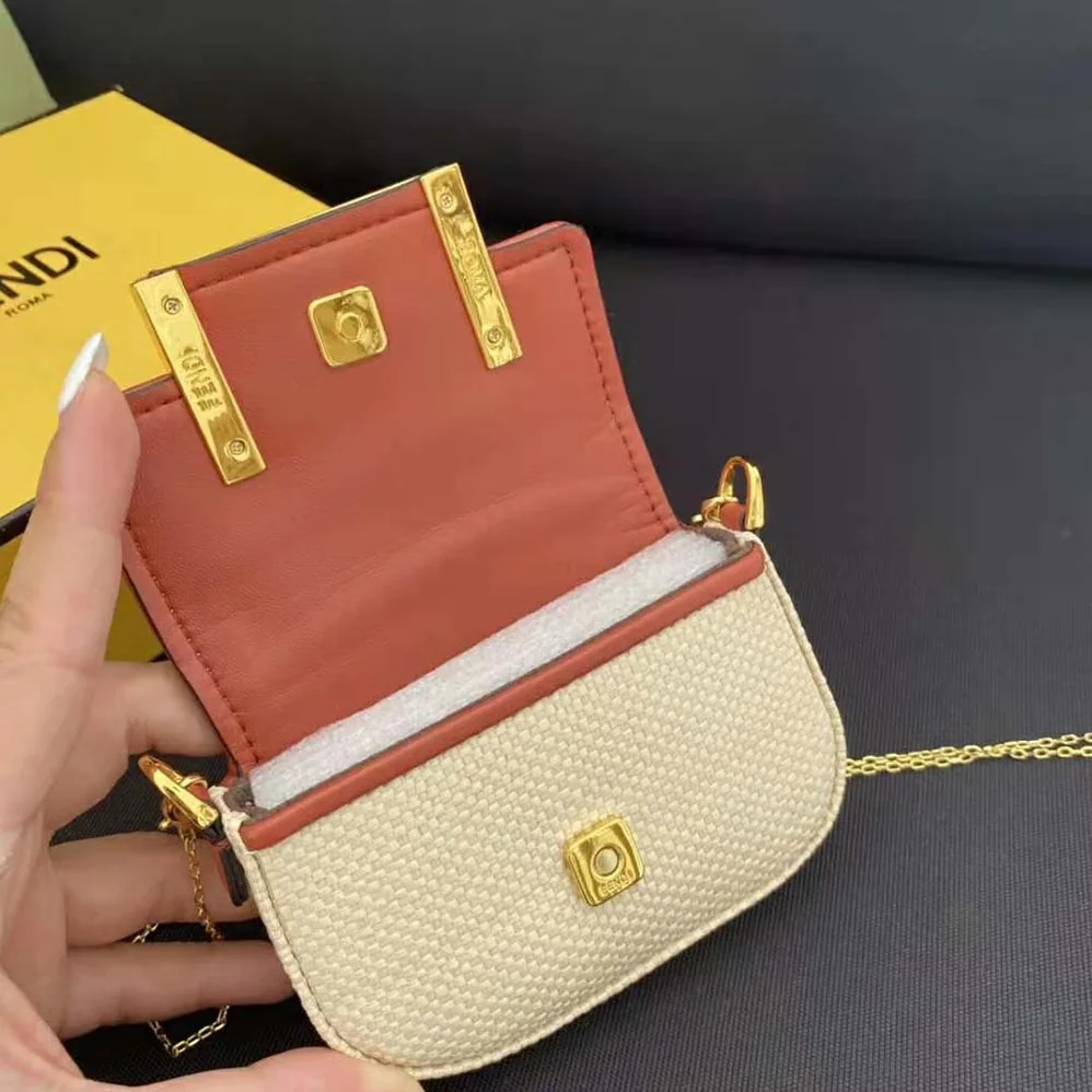 Fendi Nano Baguette Charm Natural Raffia Charm for Women