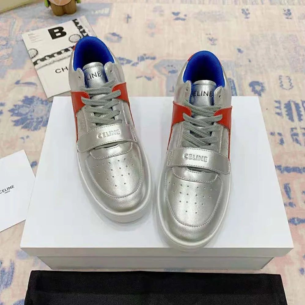 Celine CT-02 Mid Sneaker with Scratch in Metallic Calfskin and Calfskin for Men Celine CT-02 Mid Sneaker with Scratch in Metallic Calfskin and Calfskin for Men