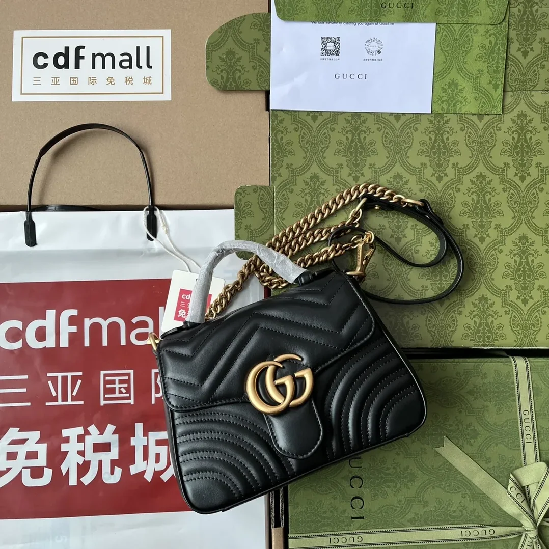 Gucci GG Marmont Mini Top Handle Bag Black