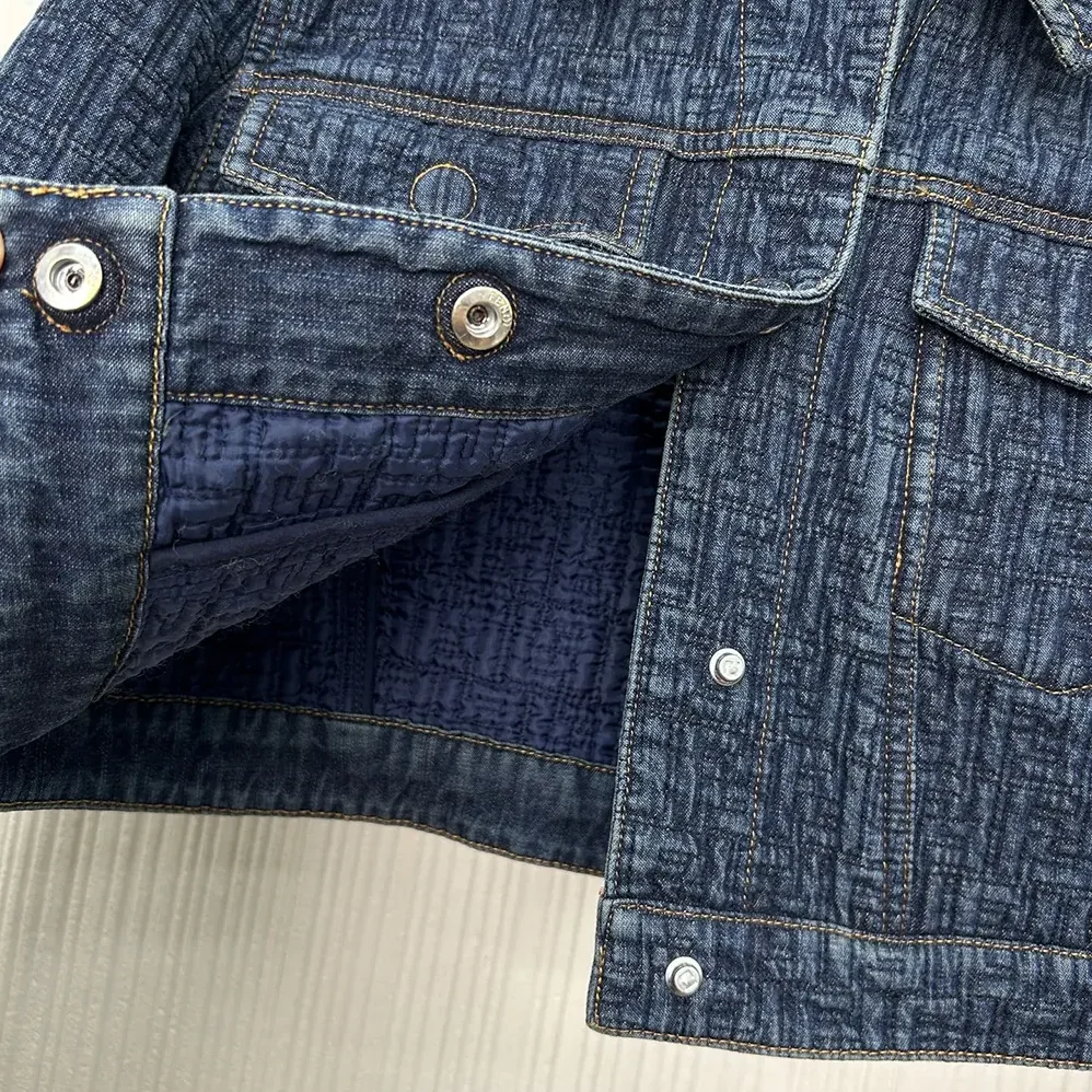 Fendi Dark Blue FF Denim Jacket for Women Fendi Dark Blue FF Denim Jacket for Women